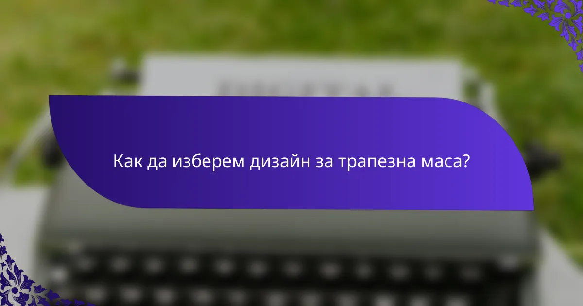 Как да изберем дизайн за трапезна маса?