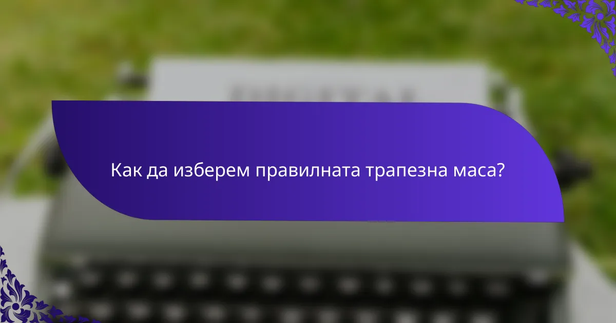 Как да изберем правилната трапезна маса?
