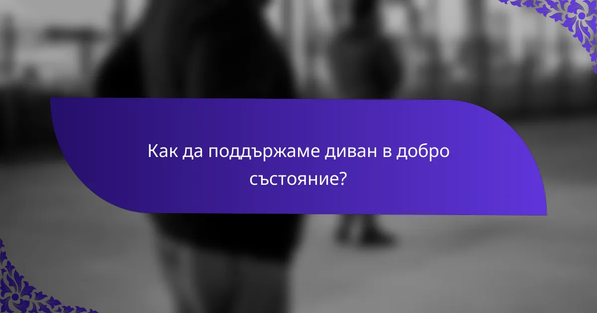 Как да поддържаме диван в добро състояние?