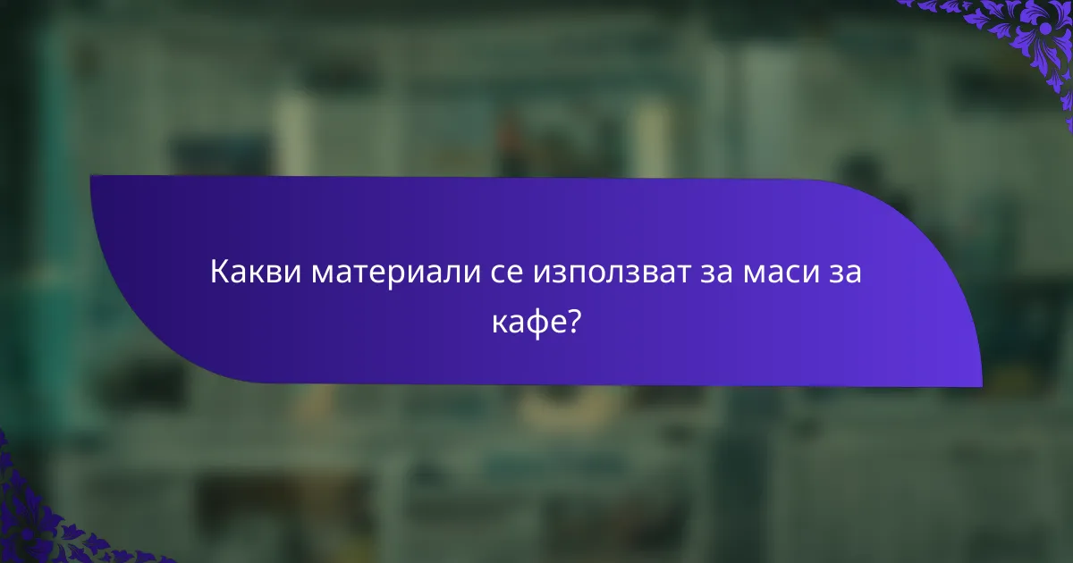 Какви материали се използват за маси за кафе?