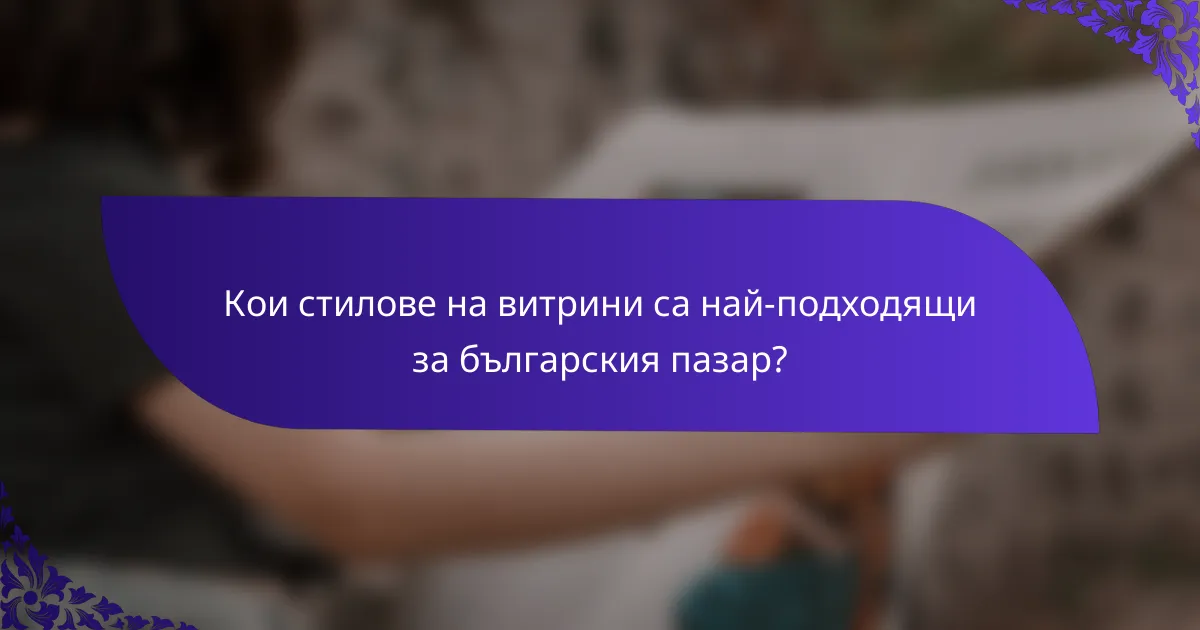 Кои стилове на витрини са най-подходящи за българския пазар?